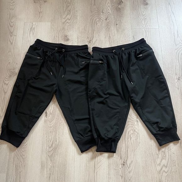 Set of 2 Men's 3/4 Jogger Pants Zipper Pockets Slim Fit Training Shorts Sz.M - Picture 4 of 8